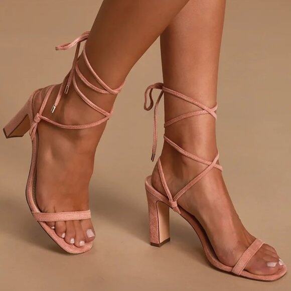 LULUS STYLE XYLIA PEACH NIB WOMEN'S SIZE 8.5 BEAUTIFUL - Picture 1 of 16